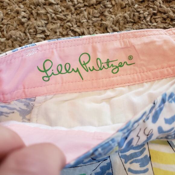 Lilly Pulitzer Callahan Short Get Nauti Sail Boat Nautical Blue 2 - Picture 2 of 8